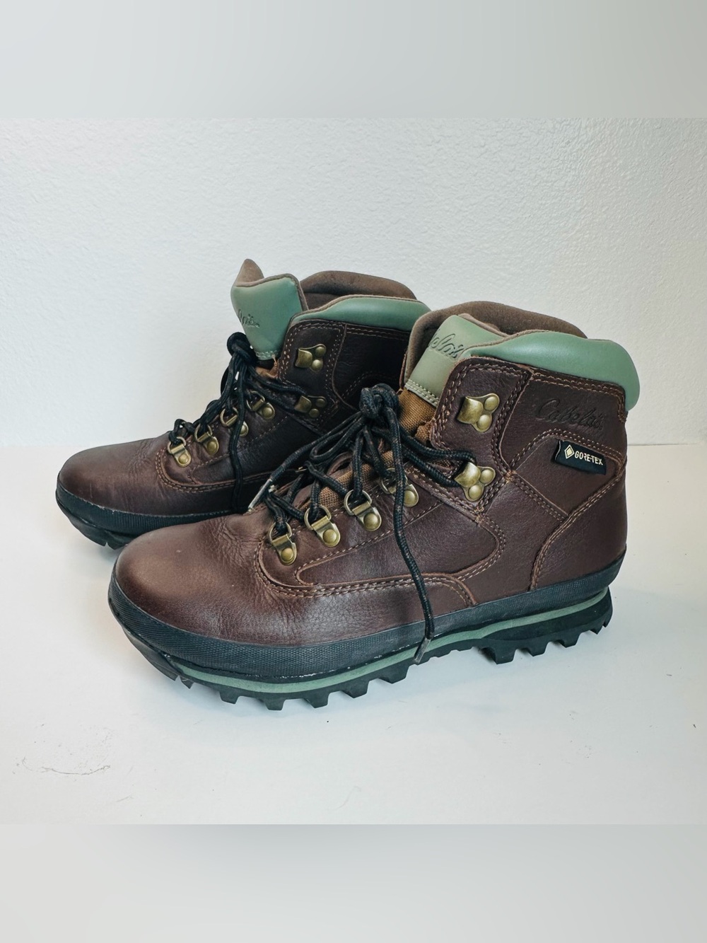 Cabelas Brown Leather High Top Hiking Shoes Boots Size 10
